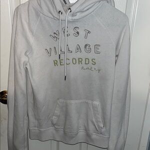 Ruehl No.925 White Hooded Sweatshirt with Green Lettering